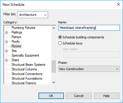 Van meetstaat in Revit naar kostprijs in Excel